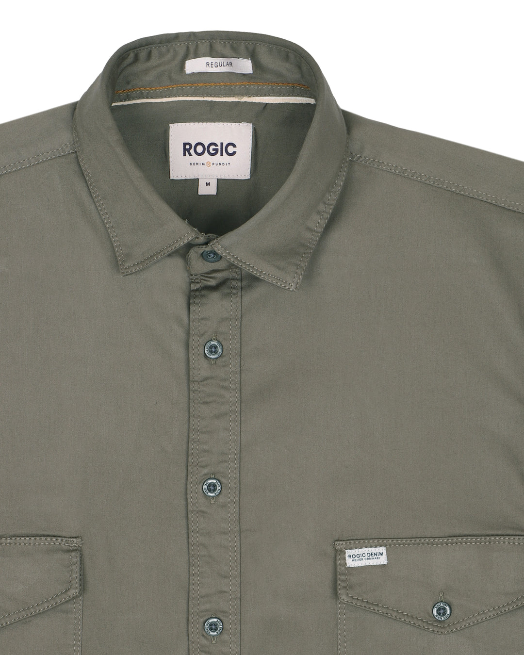 DOUBLE POCKET SOLID SHIRT IN OLIVE