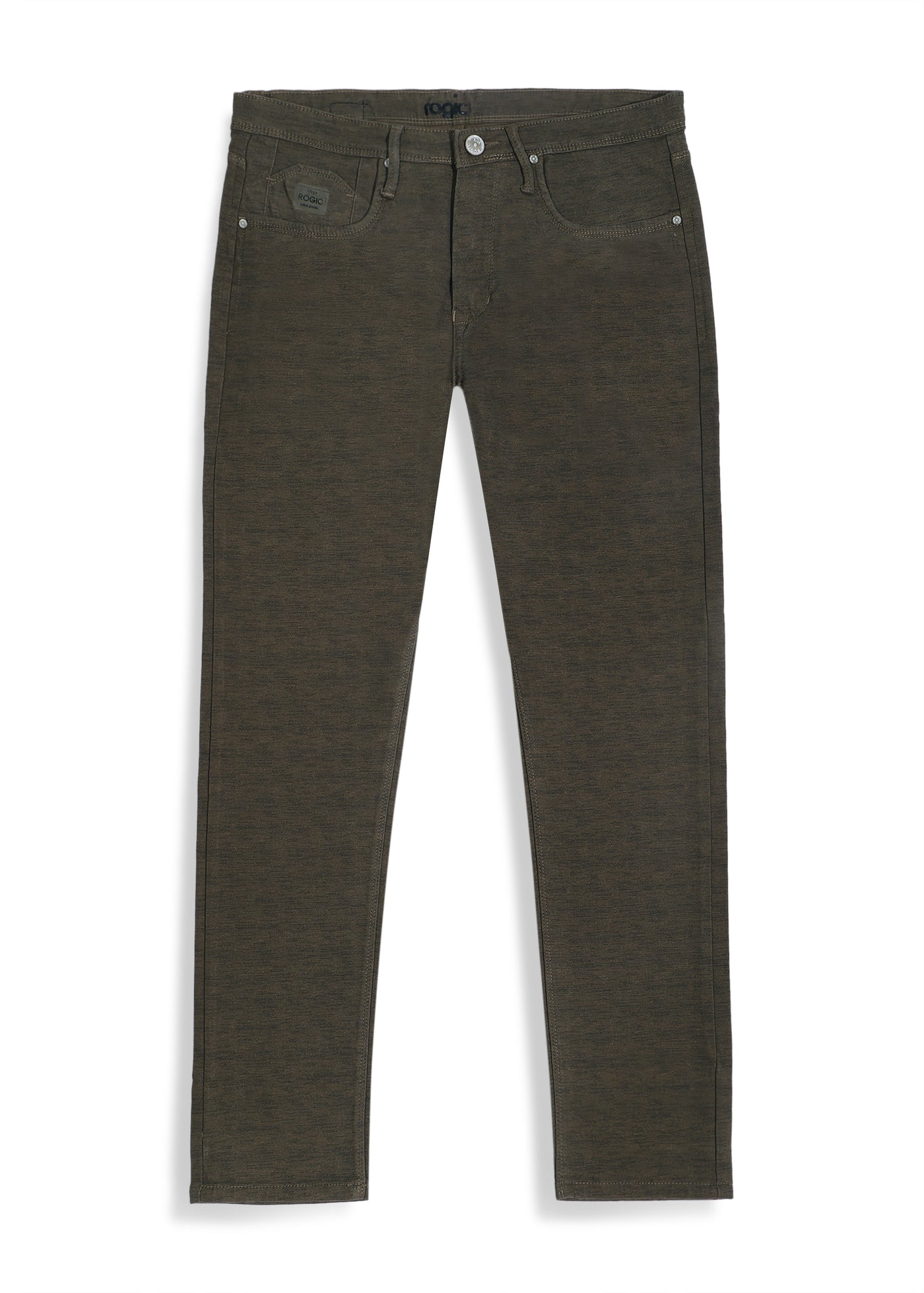 TEXTURED COTTON STRETCH TROUSERS <BR> clutch - british khaki