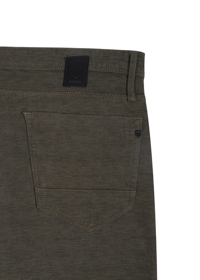 TEXTURED COTTON STRETCH TROUSERS <BR> clutch - british khaki