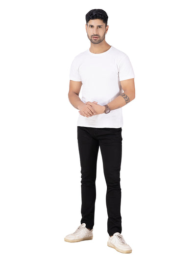 DOBBY COTTON STRETCH TROUSERS <br> banjara - black