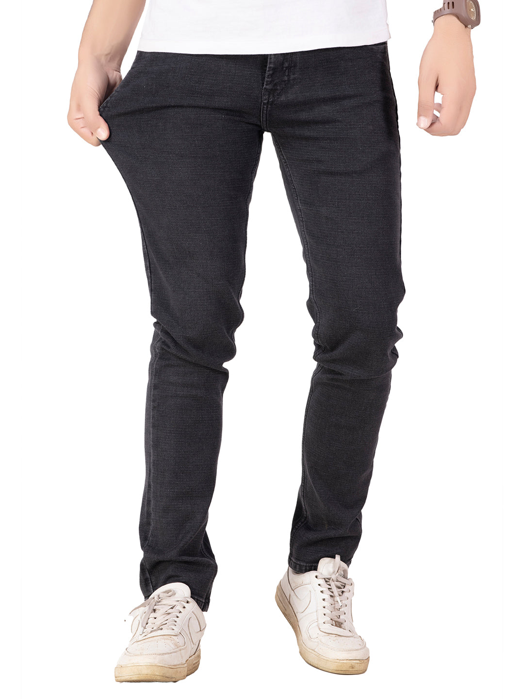 RAW WASH STRETCH JEANS <br> Phantom - BLACK