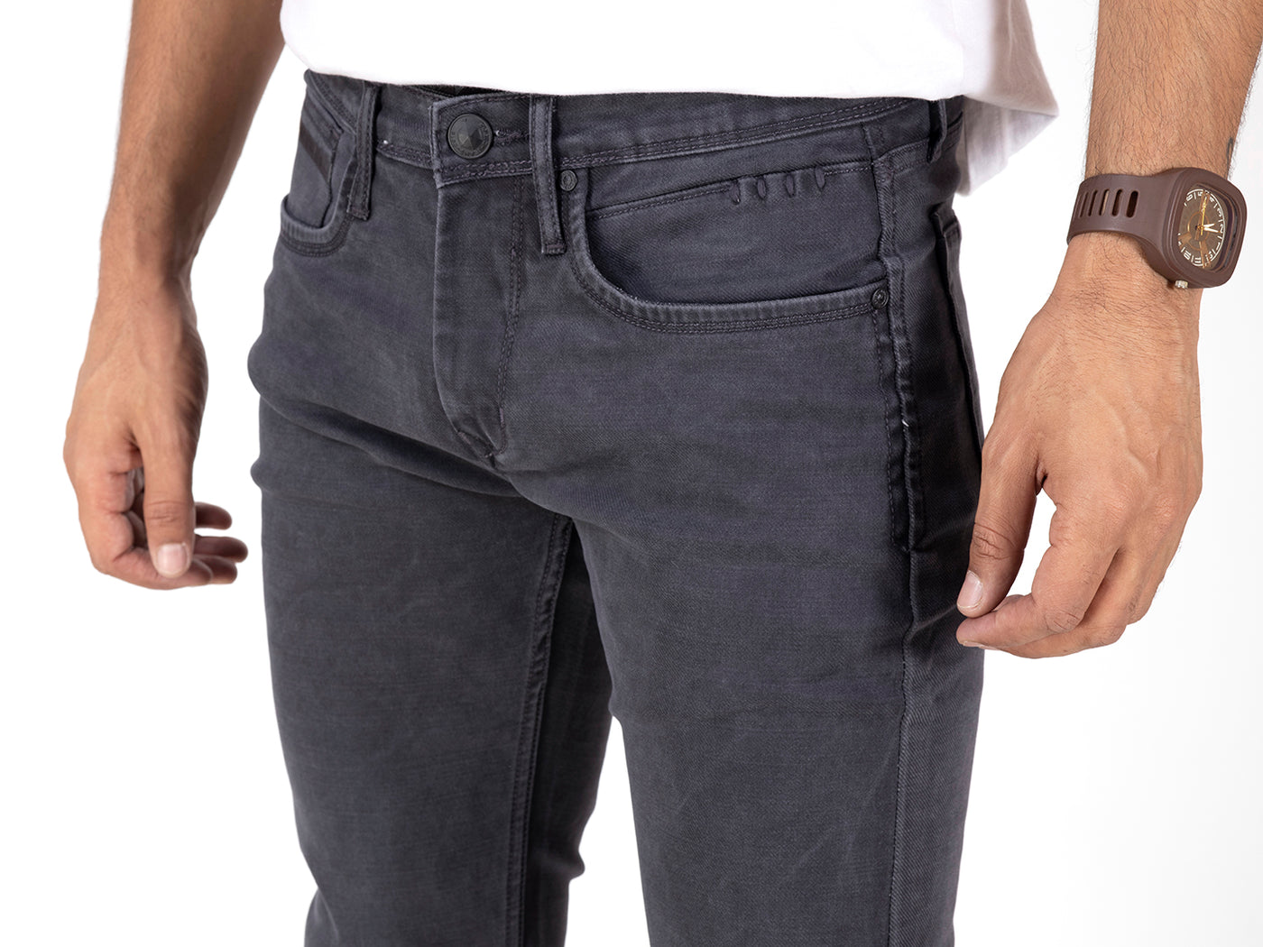 PLAIN COLORED JEANS <BR> Berlin- granite