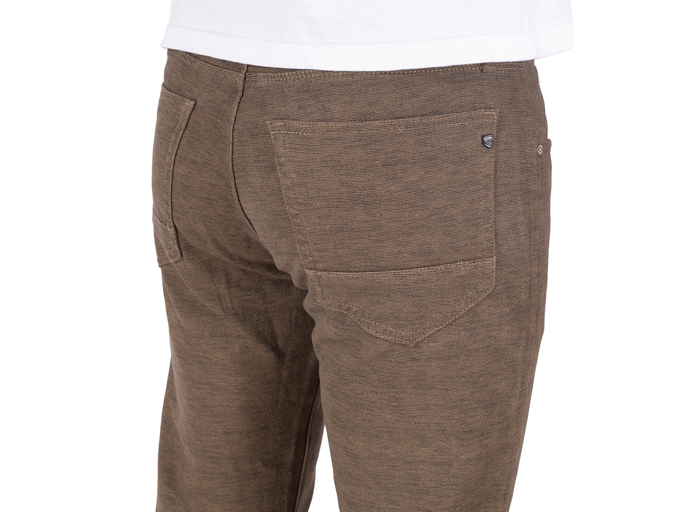 TEXTURED COTTON STRETCH TROUSERS <BR> clutch - british khaki