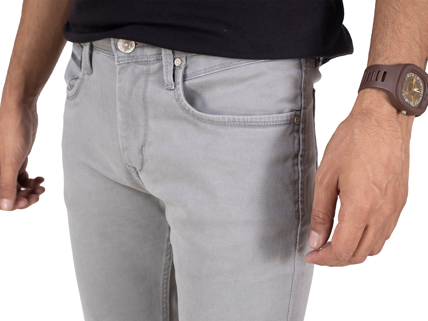 PLAIN COLORED JEANS <BR> Berlin- grey