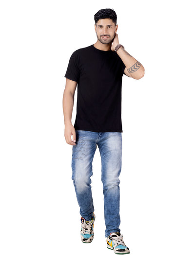 PAINT AND EMBROIDERY DETIAL JEANS <BR> Motif - mid blue