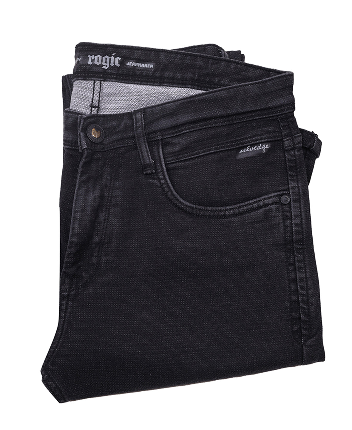 RAW WASH STRETCH JEANS <br> Phantom - BLACK